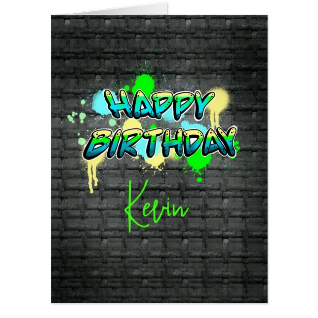 Large Happy Birthday | Graffiti Text  Card (Front)
