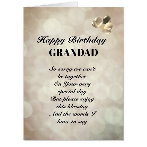 Large Happy Birthday grandad distance Greeting Card