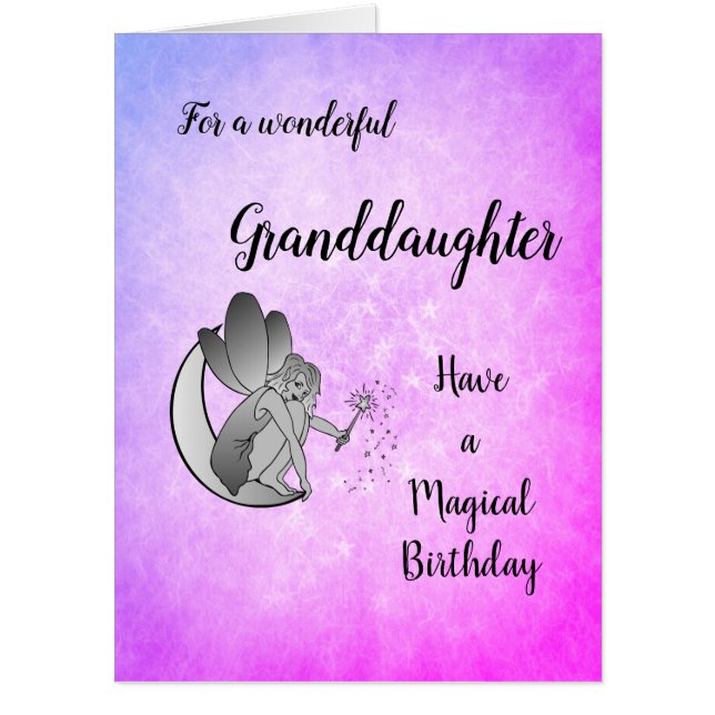 Large Happy Birthday Granddaughter Fairy design Card (Front)