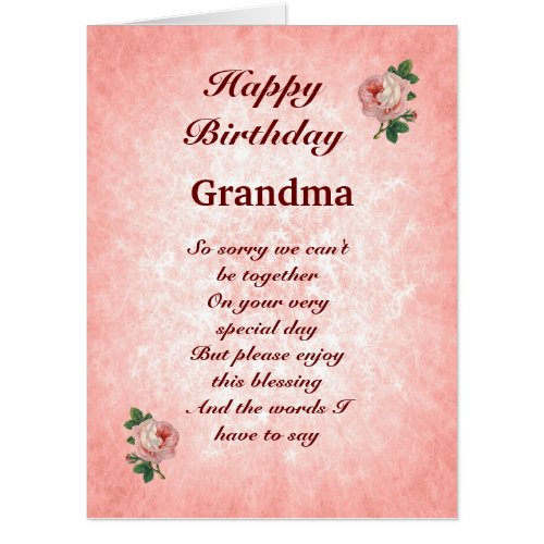 Large Happy Birthday Grandma distance Greeting Card