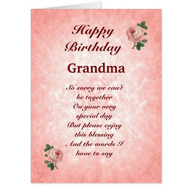 Large Happy Birthday Grandma distance Greeting Card (Front)