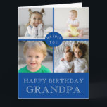 LARGE Happy Birthday Grandpa Blue Photo Collage Card<br><div class="desc">Simple, modern design on this custom large , 8.5 inch x 11 inch Birthday Card , featuring a 4 photo collage. Classic neutral colour scheme of blue and light gray. Inside has been left blank for your special message This template is has been made for "Grandpa" but can be customized...</div>