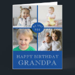 LARGE Happy Birthday Grandpa Blue Photo Collage Card<br><div class="desc">Simple, modern design on this custom large , 8.5 inch x 11 inch Birthday Card , featuring a 4 photo collage. Classic neutral colour scheme of blue and light gray. Inside has been left blank for your special message This template is has been made for "Grandpa" but can be customized...</div>