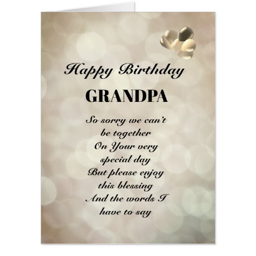 Large Happy Birthday grandpa distance Greeting Card