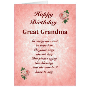 Large Happy Birthday Great Grandma distance Card