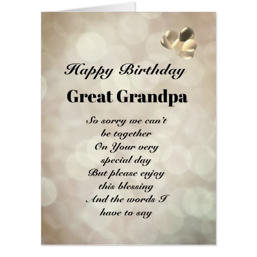 Large Happy Birthday Great Grandpa Greeting Card