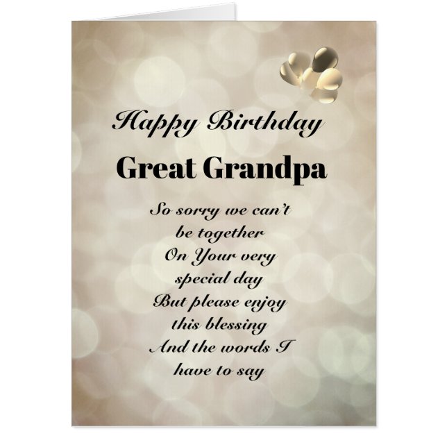 Large Happy Birthday Great Grandpa Greeting Card (Front)