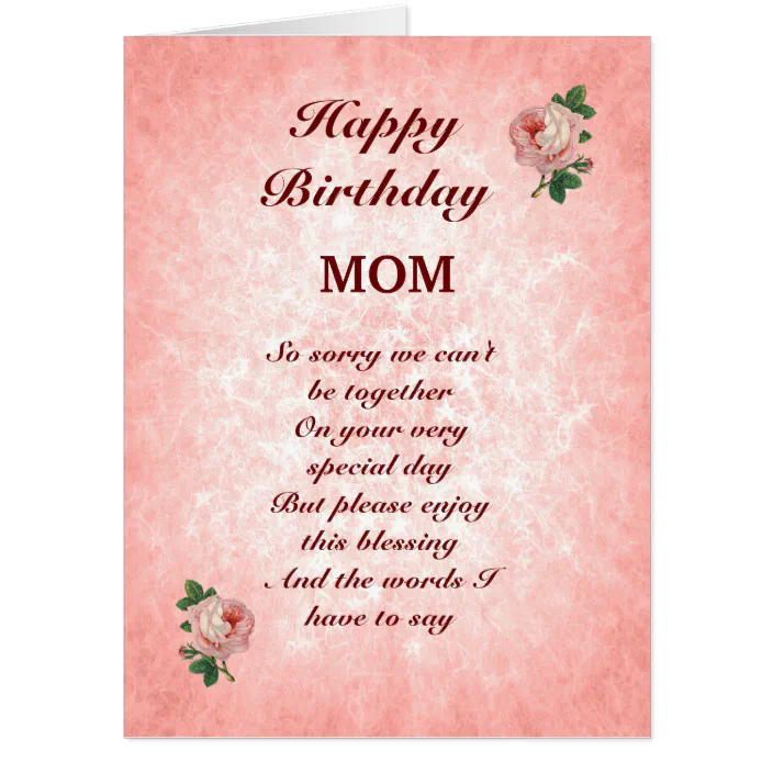 Happy B Day Mom Large Happy Birthday Mom Distance Greeting Card | Zazzle.com