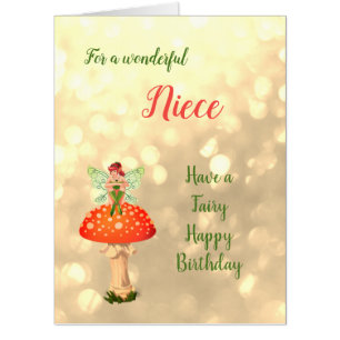 Large Happy Birthday Niece Fairy design Card