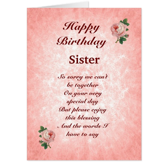 Large Happy Birthday Sister Distance Card Zazzle Com