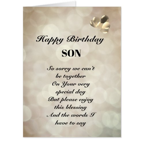 Large Happy Birthday Son distance Greeting Card