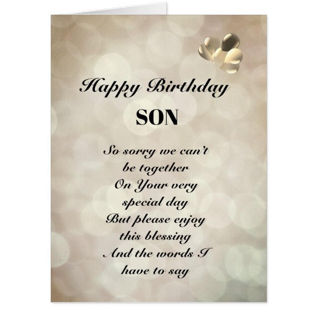 Large Happy Birthday Son distance Greeting Card (Front)