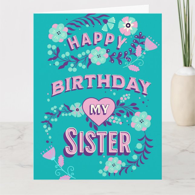Large Happy Birthday to my Sister Personalized  Card (Front)
