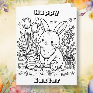 Large Happy Easter Color Me Page Card