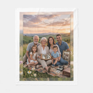 Large Happy Family Portrait In Sunny Park Fleece B Blanket
