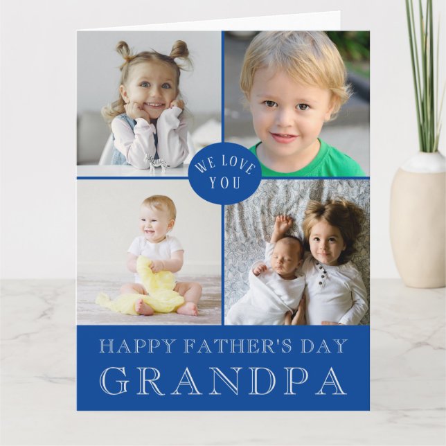 LARGE Happy Father's Day Grandpa Photo Collage Card (Front)