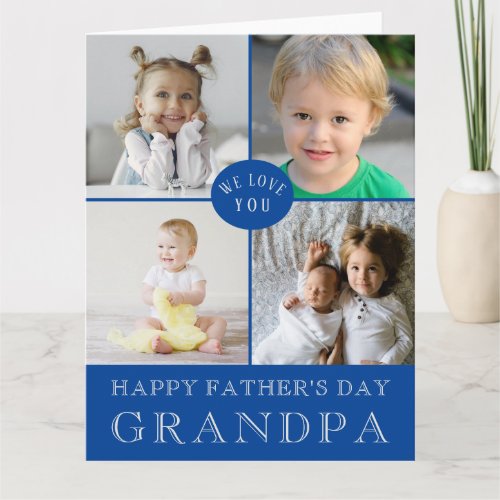 LARGE Happy Fathers Day Grandpa Photo Collage Card