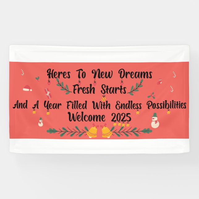 Large Happy New Year Banner 2025  (Horizontal)