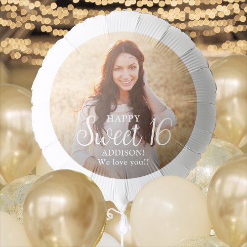 Large Happy Sweet 16th Birthday Party Modern Photo Balloon
