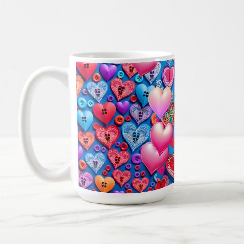 Large Heart Button Craft Mug