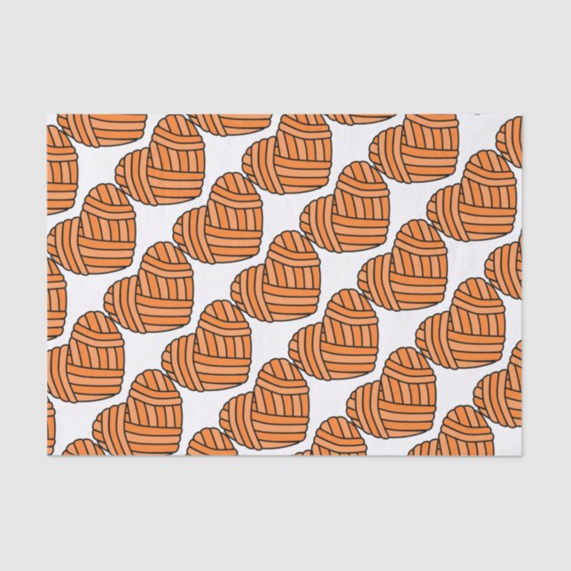 Large Heart Shaped Ball of Yarn (Orange) Tissue Paper (Front)