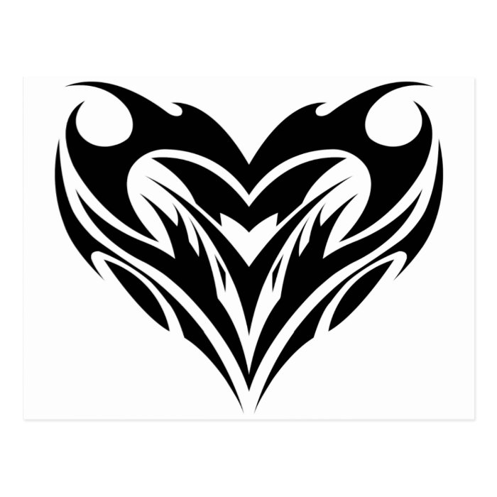 Large Heart Tribal Tattoo Design Post Cards