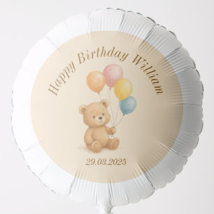 Large Helium Birthday Balloon with Teddy Bear
