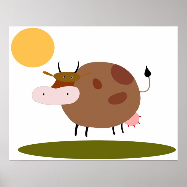Large High End quality printet happy cow poster (Front)