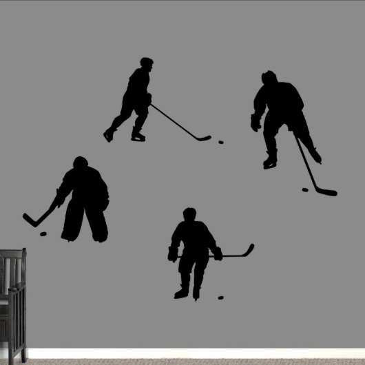 Large Hockey Set Black Wall Decal (Front)