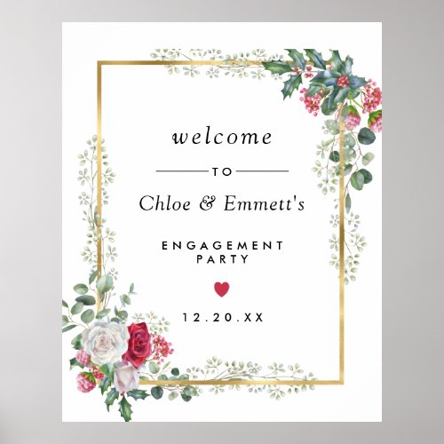 Large Holly Berry Engagement Party Welcome Sign