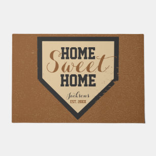 Personalized No Place Like Home Doormat Baseball Home Base Family Name Doormat 