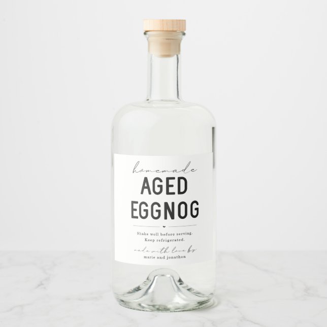 Large Homemade Aged Eggnog Bottle Label (Front)