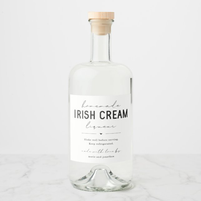 Large Homemade Irish Cream Liqueur Bottle Label (Front)