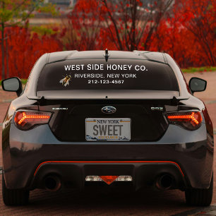 LARGE HONEY BUSINESS VINYL WINDOW CLING with Bee  