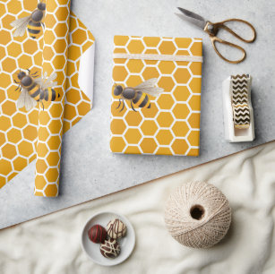 Bee and Flower Wrapping Paper. Cowslip Wrapping Paper. Bee 