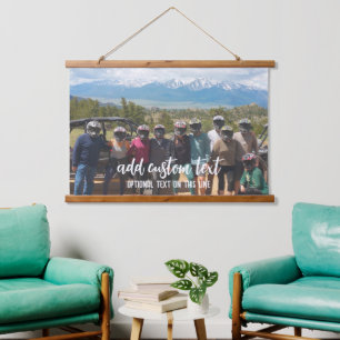 Large Horizontal 1 Photo - Family Text On Bottom Hanging Tapestry