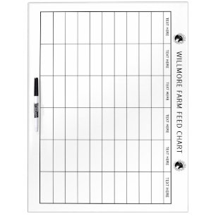 Large Horse Barn Feed Chart Equine Care Chart Logo Dry Erase Board