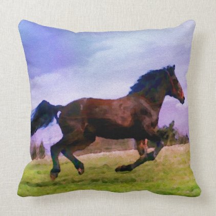 Large Horse Decorative Decor Western Painting Throw Pillow