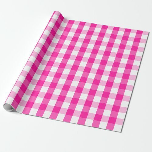 Large Hot Pink and White Gingham Wrapping Paper