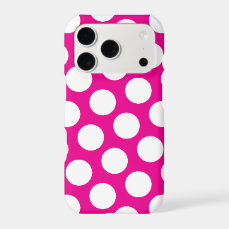Large Hot Pink and White Polka Dot Pattern Iphone 18 Pro Case