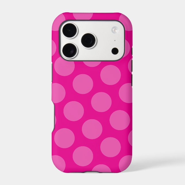 Large Hot Pink Monotone Polka Dot Pattern Iphone Case (Back)