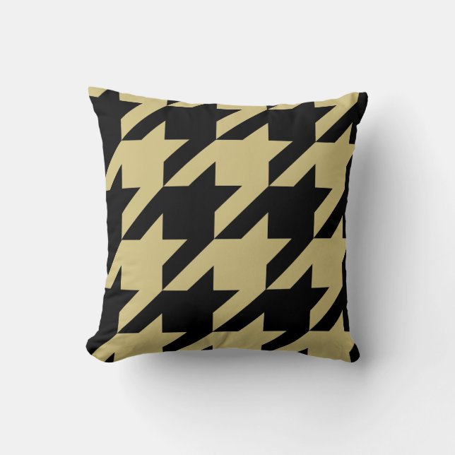 Large houndstooth black and gold throw pillow (Front)