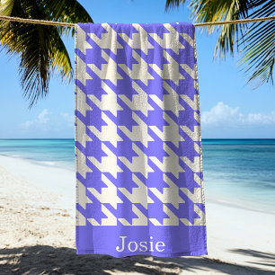Large Houndstooth Pattern Blueberry Beach Towel