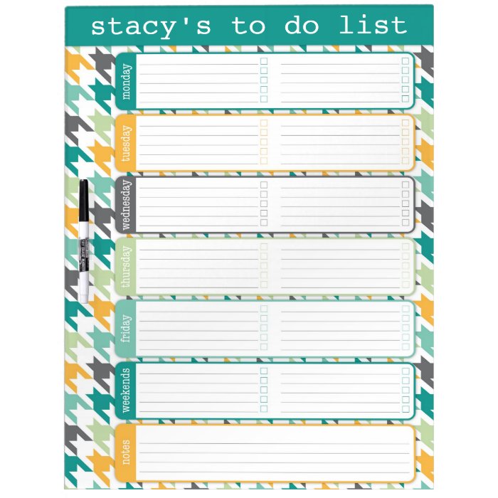 Large Houndstooth To Do List Dry Erase Board Zazzle
