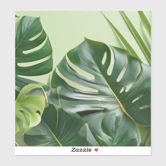 Large houseplant leaves with text space	 sticker (Sheet)