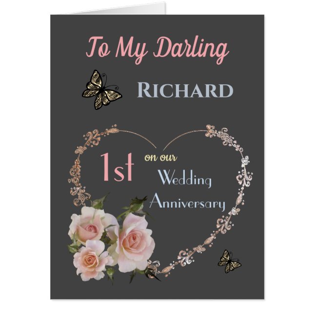Large Husband 1st Wedding Anniversary Greeting Card (Front)