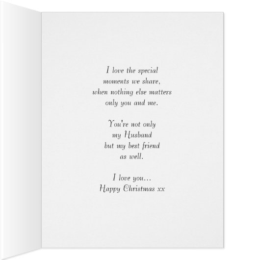 large Husband Christmas Card - Snowman In Heart (Inside (Right))