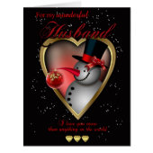 large Husband Christmas Card - Snowman In Heart (Front)