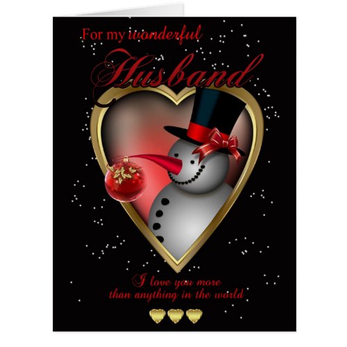 large Husband Christmas Card _ Snowman In Heart