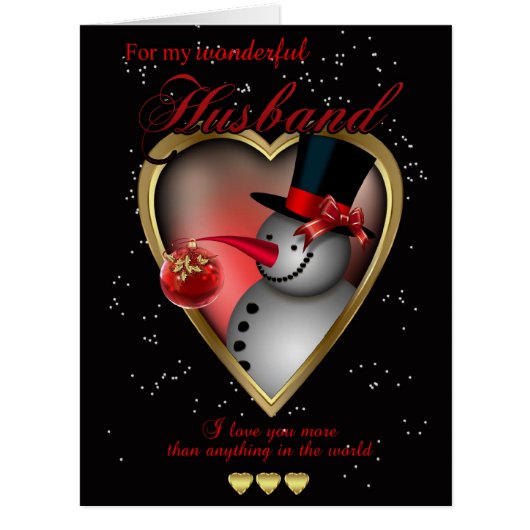 large Husband Christmas Card - Snowman In Heart (Front)